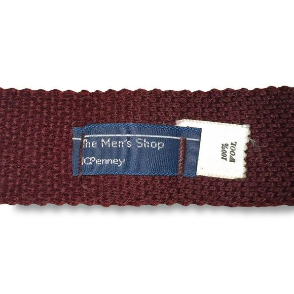 70s J.C. Penny The Men’s Shop Burgundy Red Knit Handmade in USA 100% Wool Neck T - Picture 2 of 3